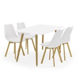 Set de 5 buc masa si scaune Natali Gaston alb nuanta alb natural 120x80x76 cm