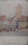 1930 CP Sibiu, Ratturm, Turnul orasului, dupa acuarela lui Theodor Lassy