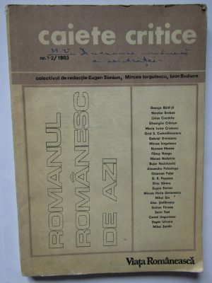 CAIETE CRITICE. ROMANUL ROMANESC DE AZI (nr. 1-2 / anul 1983) foto