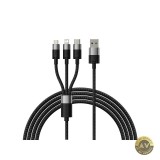 Cablu Incarcare USB-A - Lightning / microUSB / USB-C Baseus StarSpeed 3in1 18W 1.2m Negru CAXS000001