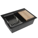 Chiuvetă din oțel cu set de accesorii 3 buc. REA Liam Black