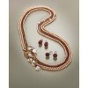 Set Bijuterii Argint 925 Perle, Granat &amp; Cuarț Citrin Special Plus - Colier &amp; Cercei Damă, Aur Roz, Handmade Italia