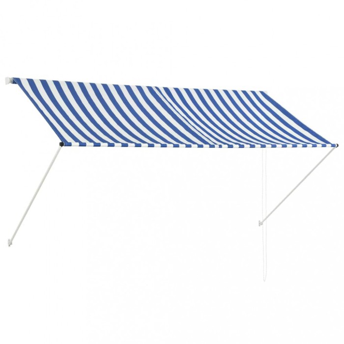 Copertina retractabila, albastru si alb, 250 x 150 cm
