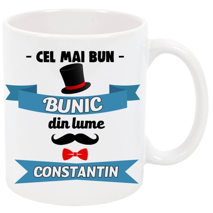 Cana personalizata „Cel mai bun bunic din lume”, ceramica alba, 325 ml Cana personalizata „Cel mai bun bunic din lume”, ceramica alba, 325 ml