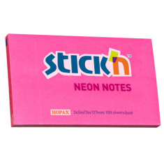 Notes Autoadeziv 76 X 127 Mm, 100 File, Stick"n - Roz Neon