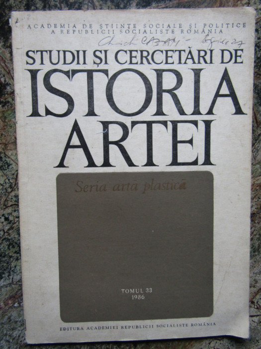 Studii si cercetari de istoria artei, tomul 33, 1986