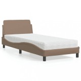 VidaXL Pat cu saltea, Dover, cappuccino, 90x190 cm piele ecologică 3208321