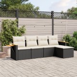 Gossi set mobilier de gradina cu perne, 5 piese, negru, poliratan