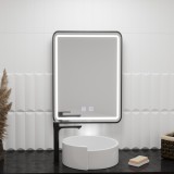 Oglinda LED Rectangulara 90x75cm Edge LUMINOUS Touch Sistem Dezaburire, Rama Neagra ModernLight Concept, Korman