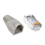 Cumpara ieftin Set 30 x mufa ecranata + manson de protectie, RJ45, CAT5 CAT6, 8 pini 8P8C, gri