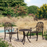 vidaXL Set mobilier bistro, 3 piese, bronz, aluminiu turnat 3070565