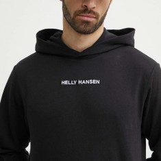 Helly Hansen bluză bărbați, culoarea negru, cu glugă, cu imprimeu 53924