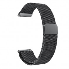 Curea Milanese Loop Slim, compatibila Samsung Galaxy Watch 4, 44mm, telescoape Quick Release, Negru