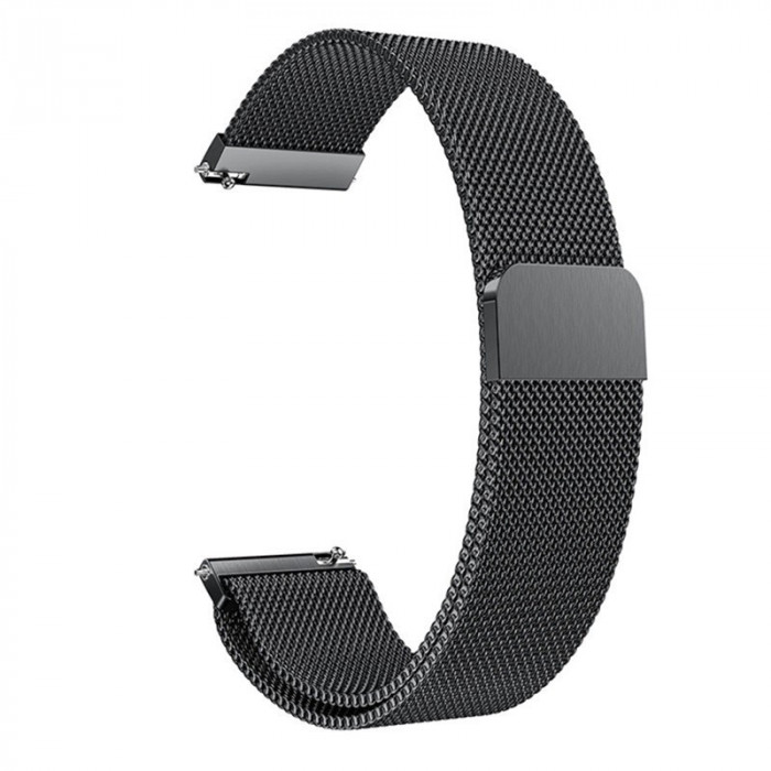 Curea Milanese Loop Slim, compatibila Samsung Galaxy Watch Active 2, telescoape Quick Release, Negru