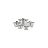 Set de 5 oale cu capac din inox, dimensiuni 16, 16, 18, 20, 24 cm, gri, Kinghoff