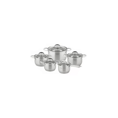 Set de 5 oale cu capac din inox, dimensiuni 16, 16, 18, 20, 24 cm, gri, Kinghoff foto