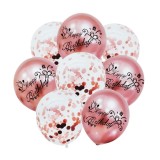 Set 8 baloane cu confetti, culoare Rose Gold, 30 cm si Rola rafie color, 10 m, Ropet