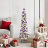 VidaXL Brad de Crăciun artificial cu 150 LED Verde și alb 120 cm 3396087