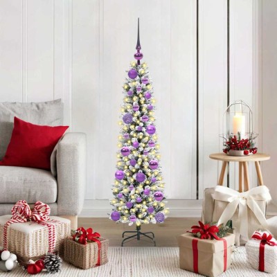 vidaXL Brad de Crăciun artificial cu 150 LED Verde și alb 120 cm 3396087 foto