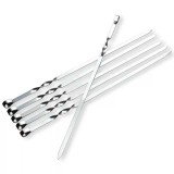 Set 6 Țepușe Frigărui Turcești Inox Late, 49cm x 1cm, Premium
