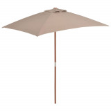 Umbrelă de soare, exterior, st&acirc;lp lemn, 150x200 cm, gri taupe, vidaXL