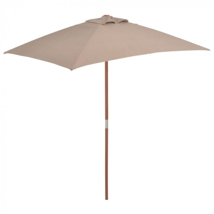 Umbrelă de soare, exterior, st&acirc;lp lemn, 150x200 cm, gri taupe