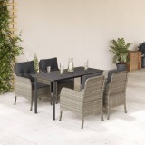vidaXL Set mobilier de grădină cu perne, 5 piese gri deschis poliratan
