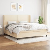 VidaXL Pat box spring cu saltea, crem, 200x200 cm, textil 3127914
