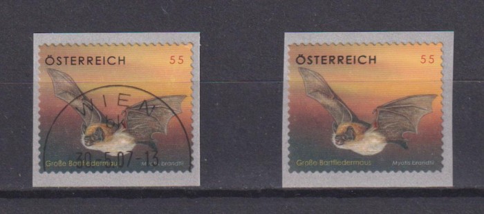 AUSTRIA 2007 FAUNA MI. 2651 AUTOCOLANT MNH+STAMPILAT