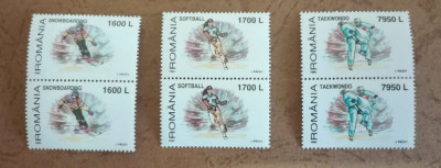 TIMBRE ROMANIA MNH LP1495/1999 NOI SPORTURI OLIMPICE SERIE IN PERECHE foto