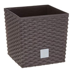 Ghiveci de flori, Prosperplast, Rato Low, patrat, 6.8 L, imitatie ratan, maro, 20x20x20.2 cm GartenVIP DiyLine foto