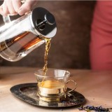 Infuzor transparent, din sticla, cu perete dublu, pentru cafea, ceai si lapte, 350ml, Klausberg