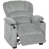 HOMCOM Fotoliu Relax Electric Reclinabil Suport Picioare Catifea Gri Silentios Mobila Living