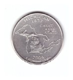 Moneda SUA 25 centi/quarter dollar 2004 P, Michigan 1837, stare foarte buna, America de Nord, Cupru-Nichel
