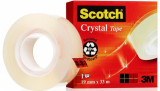 Banda Adeziva Transparent Cristal, Se Rupe Usor, 19mm X 33m, 3m - Scotch Crystal