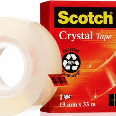 Banda Adeziva Transparent Cristal, Se Rupe Usor, 19mm X 33m, 3m - Scotch Crystal