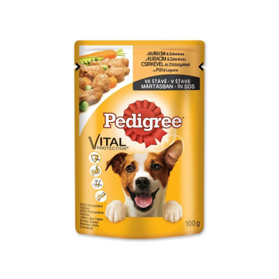 Plic Hrana Umeda pentru Caini PEDIGREE Vital, Pui si Legume, 100 g, Hrana cu Pui si Legume pentru Caine, Plic de Carne de Pui si Legume, Carne de Pui foto