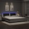Cadru de pat cu lumini LED alb/negru 200x200 cm piele ecologică