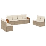 Cumpara ieftin Set canapele de gradina, 8 piese, cu perne, bej, poliratan