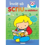 Invat sa scriu cu abtibilduri: cuvinte, litere, numere si ore. Lipeste, coloreaza si scrie!