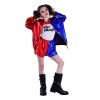 Costum Harley Quinn Halloween Copii, Albastru/Roșu, Poliester, 10-14+ Ani, Bluza+Jacheta+Pantaloni