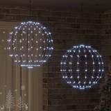 Set 2 Buc. Glob Craciun vidaXL 60cm, Metal, 384 LED Alb Rece, USB, Interior/Exterior