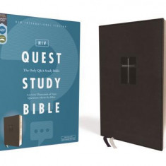 Niv, Quest Study Bible, Leathersoft, Black, Comfort Print: The Only Q and A Study Bible