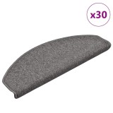 vidaXL Covorașe pentru scări, 30 buc., 65x24x4 cm, gri &icirc;nchis, semirotunde, mari 3365761
