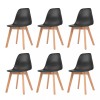 Set 6 Scaune Bucatarie Gossi, Negre, Plastic &amp; Lemn, 41x45x79 cm, Design Modern, Confortabile, Rezistente