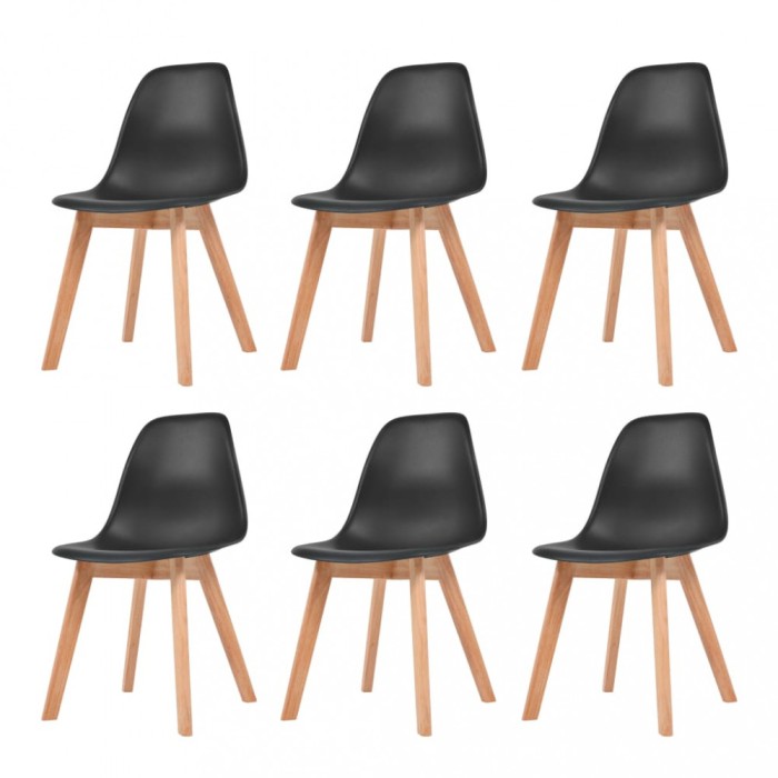 Gossi scaune de bucatarie, 6 buc., negru, plastic
