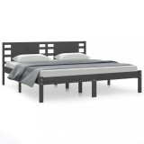 Cumpara ieftin Cadru de pat, gri, 200x200 cm, lemn masiv de pin