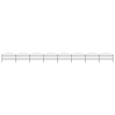 vidaXL Gard de grădină cu v&amp;acirc;rf suliță, negru, (0,75-1)x13,6 m, oțel foto