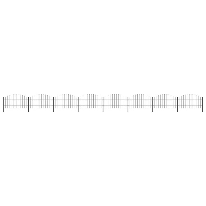 vidaXL Gard de grădină cu v&acirc;rf suliță, negru, (0,75-1)x13,6 m, oțel