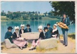 Bnk cp Franta - Grupul folcloric La Rosargue - stampila postala automat, Circulata, Printata